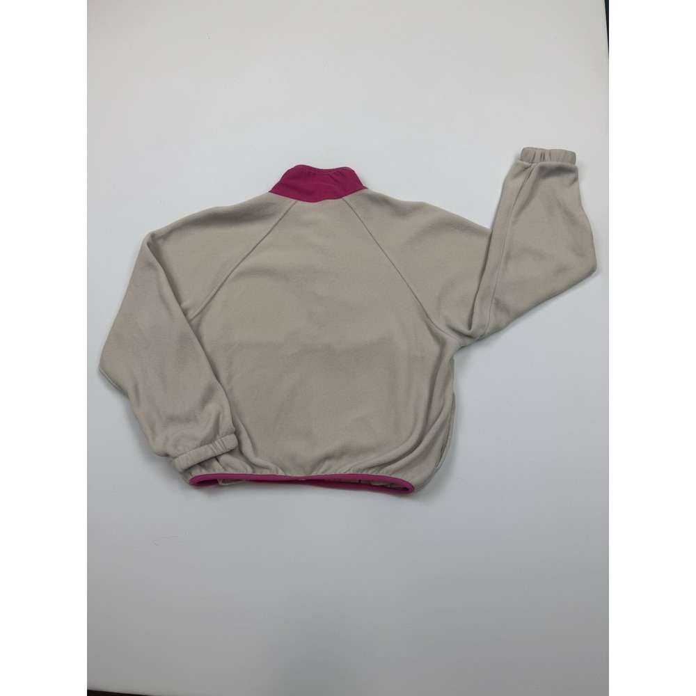 Hippie Rose Women's Medium Cropped Fleece Pullover Beige Magneta Snap Neck - Picture 2 of 9